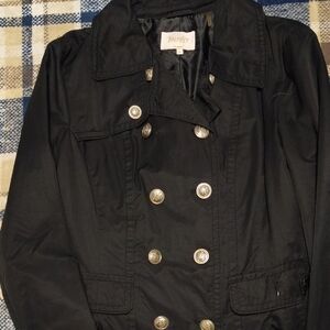 Laundry By Shelli Segal Dark Pea Coat with Metallic Buttons